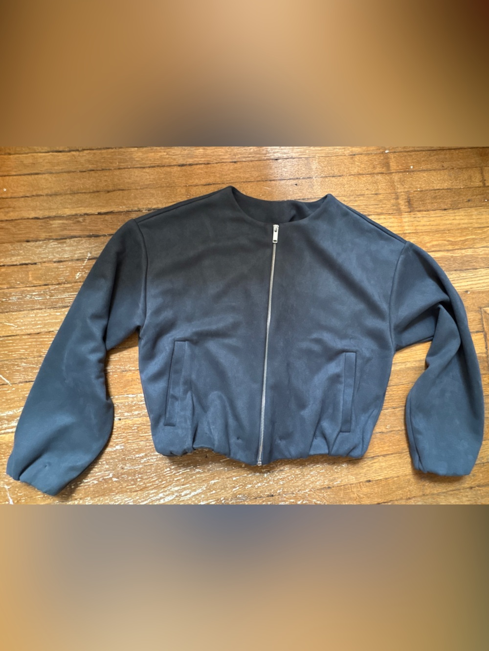 H&M Faux Suede Bomber Jacket with Front Zip